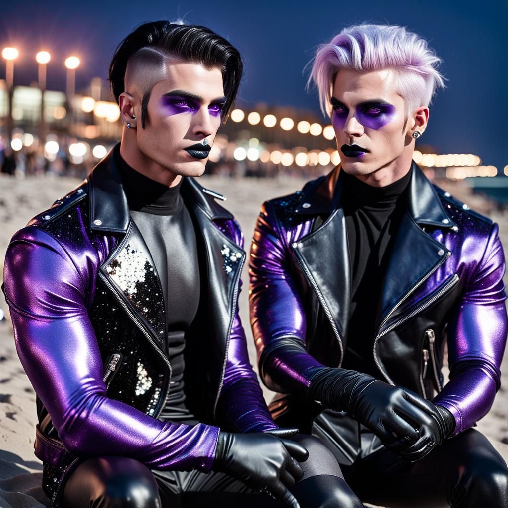 Goth Men on the Beach in 3D Anime Art