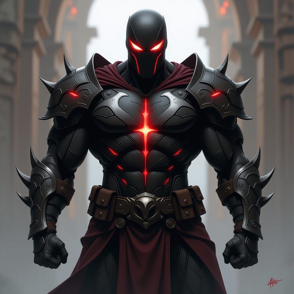 Hellspawn Figure in Rock Armor with Red Energy