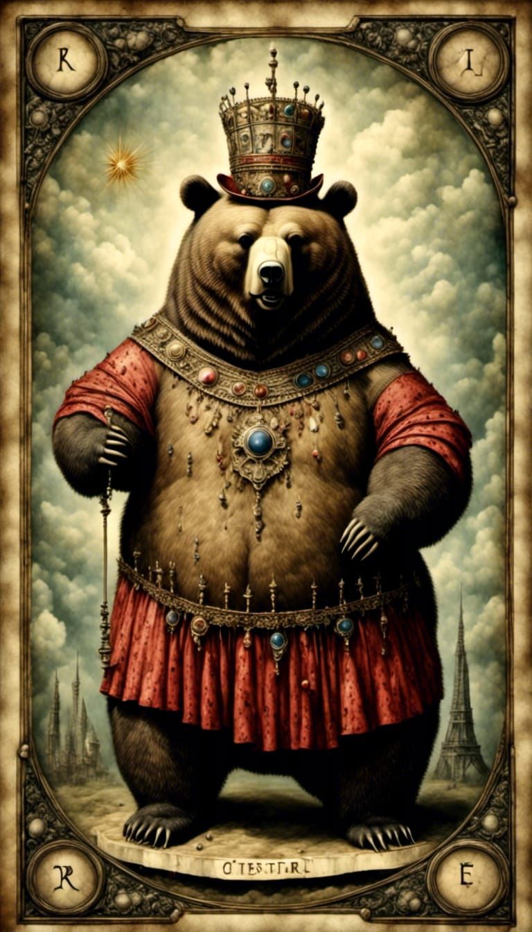 Magical Obese Bear as 'The Tower' Tarot