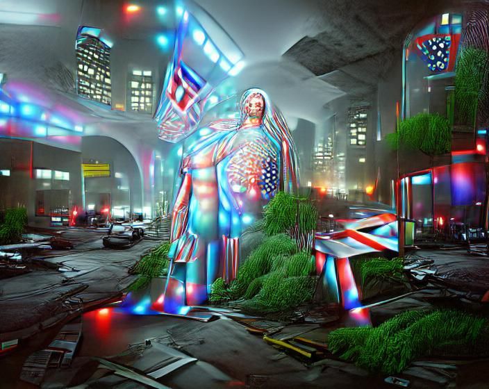 Cyberpunk Cityscape with Volumetric Lighting