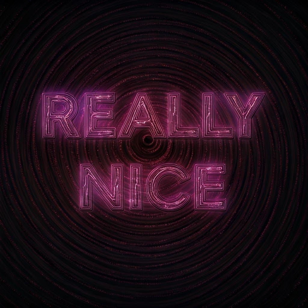 Neon Metallic Text 'Really Nice' on Glitter Background