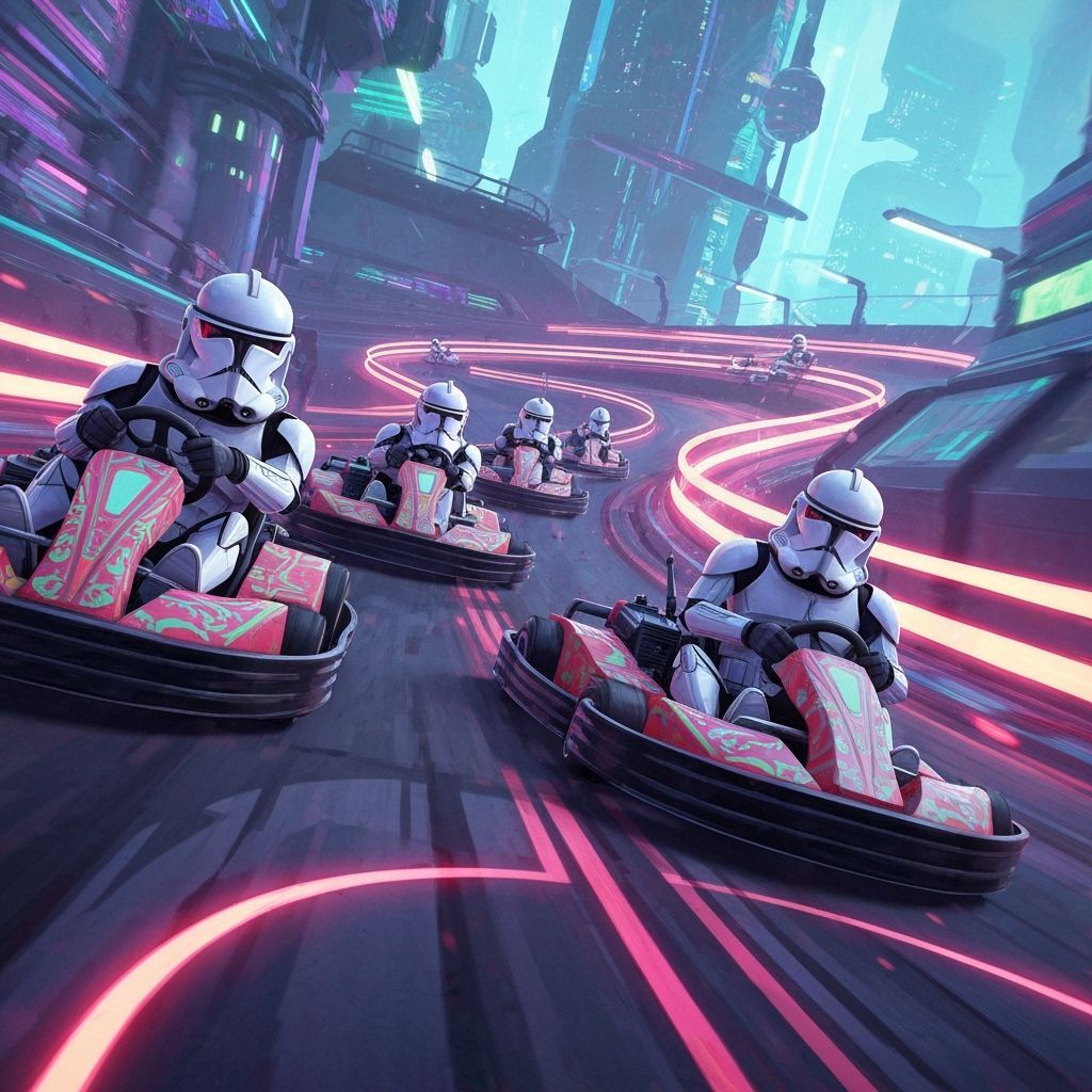 Clone Troopers Go-Karting in Futuristic Style