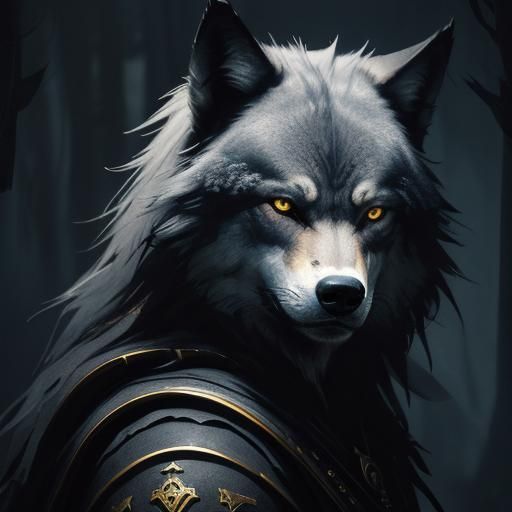 Wolf with Spider Eyes: Dark Fantasy Charcoal Art