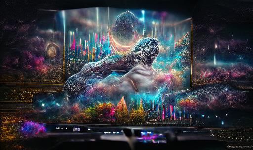 Holographic Astral Cosmic Illustration in Mixed Media