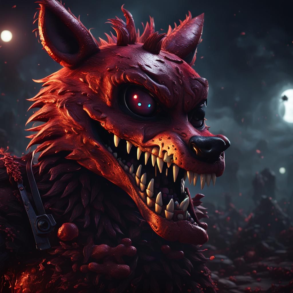 Menacing Nightmare Foxy: Detailed Digital Painting