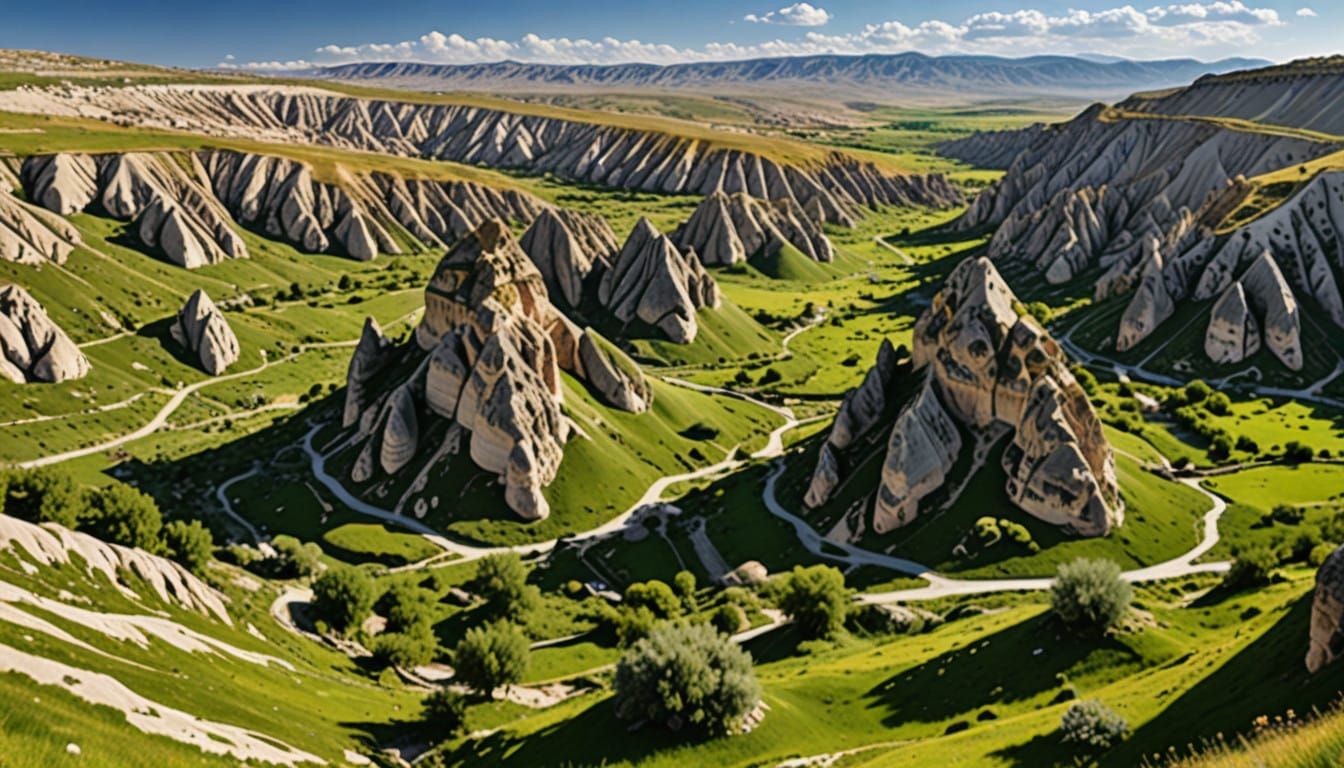 Turkish Countryside in Vibrant Spring Bloom