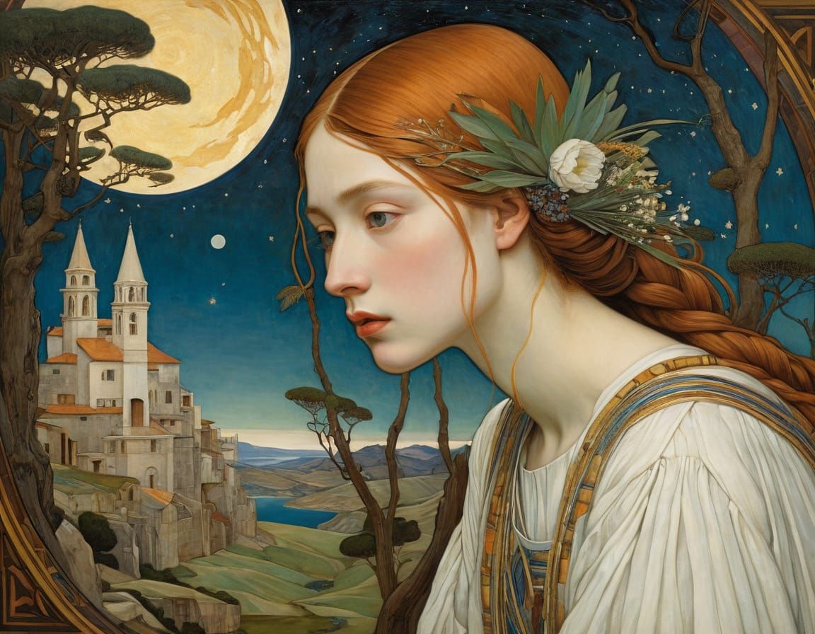 Surreal Art Nouveau Dreamscape in Baroque Style