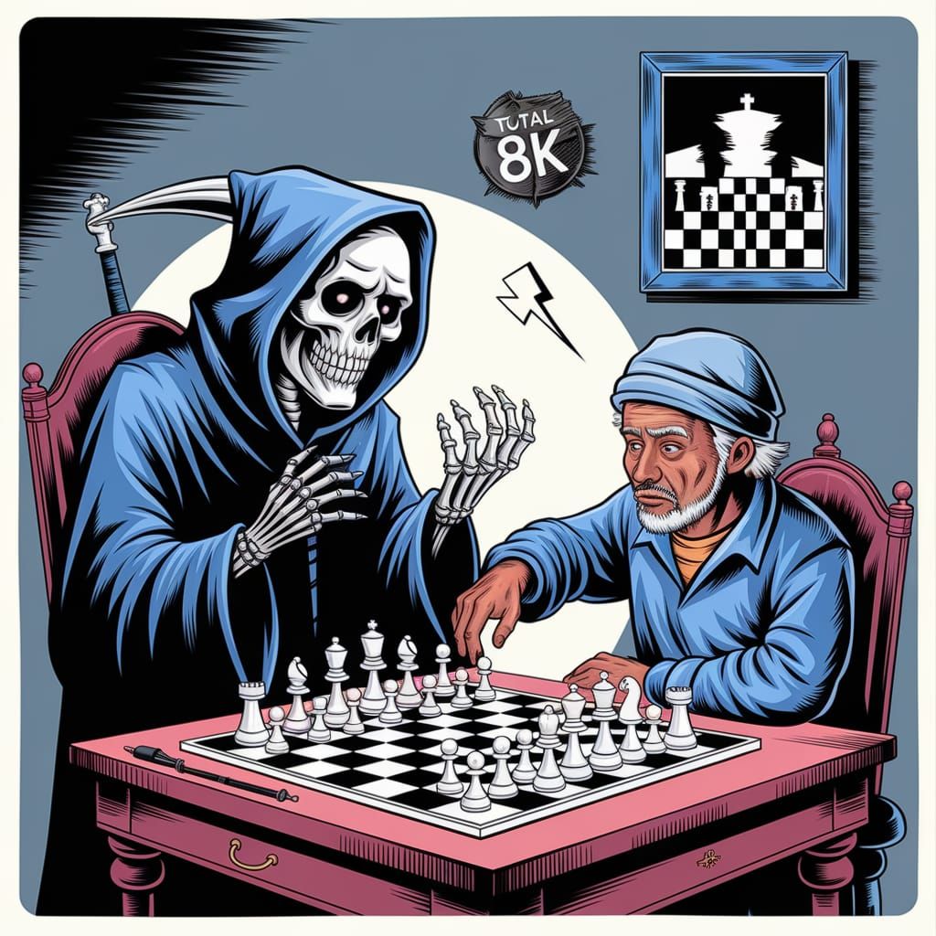 Grim Reaper Outwitted in Chess by a Beggar in a Masterpiece ...
