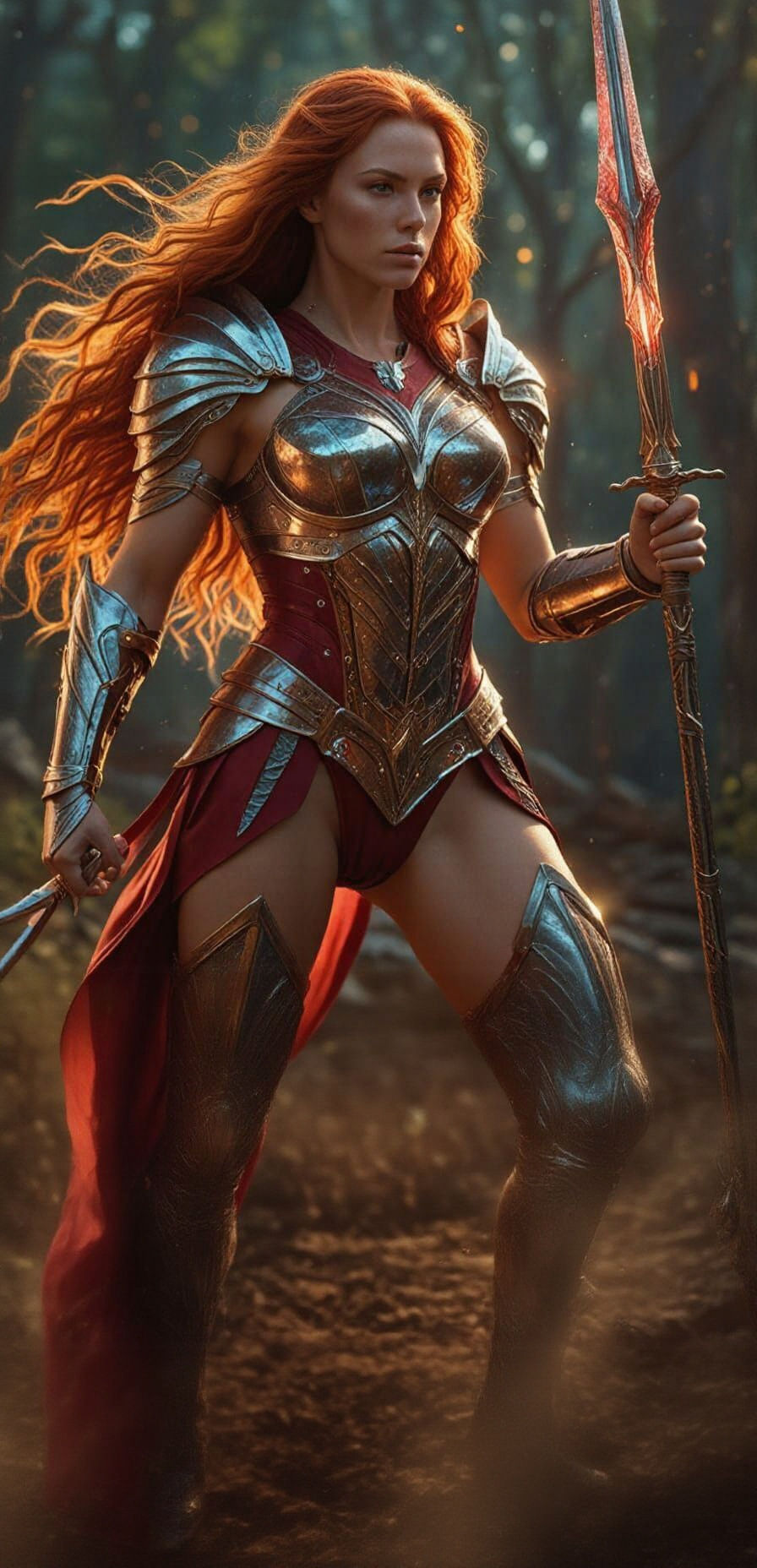 Muscular Warrior Woman with Crystalline Armor