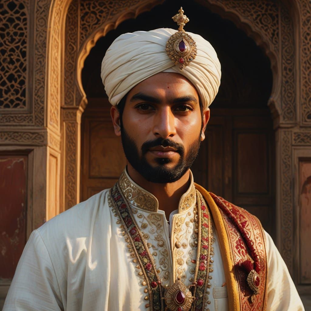 Mughal Portrait of Prince Saleem with Turkish Kilij