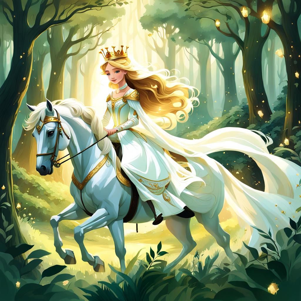 Enchanting Fairytale Princess in Whimsical Forest Ride