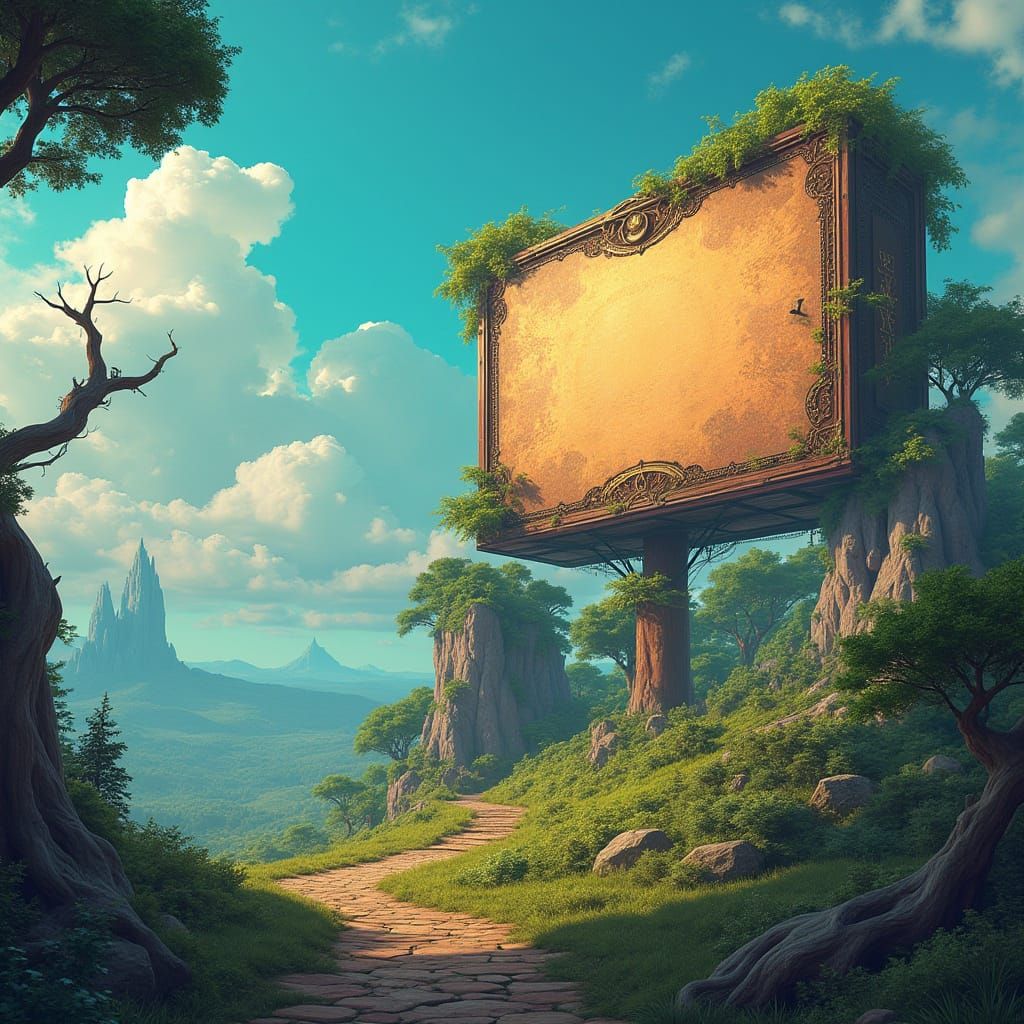 Enchanted Billboard in a Fantastical Realm