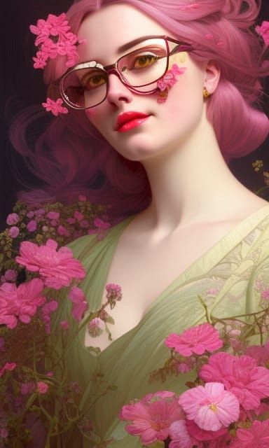 Voluptuous Woman in Pink: Hyperdetailed Digital Portrait