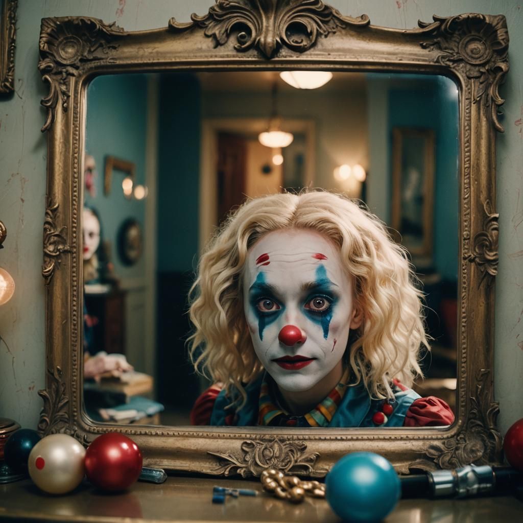 Luna Lovegood as Clown in Old Hollywood Style