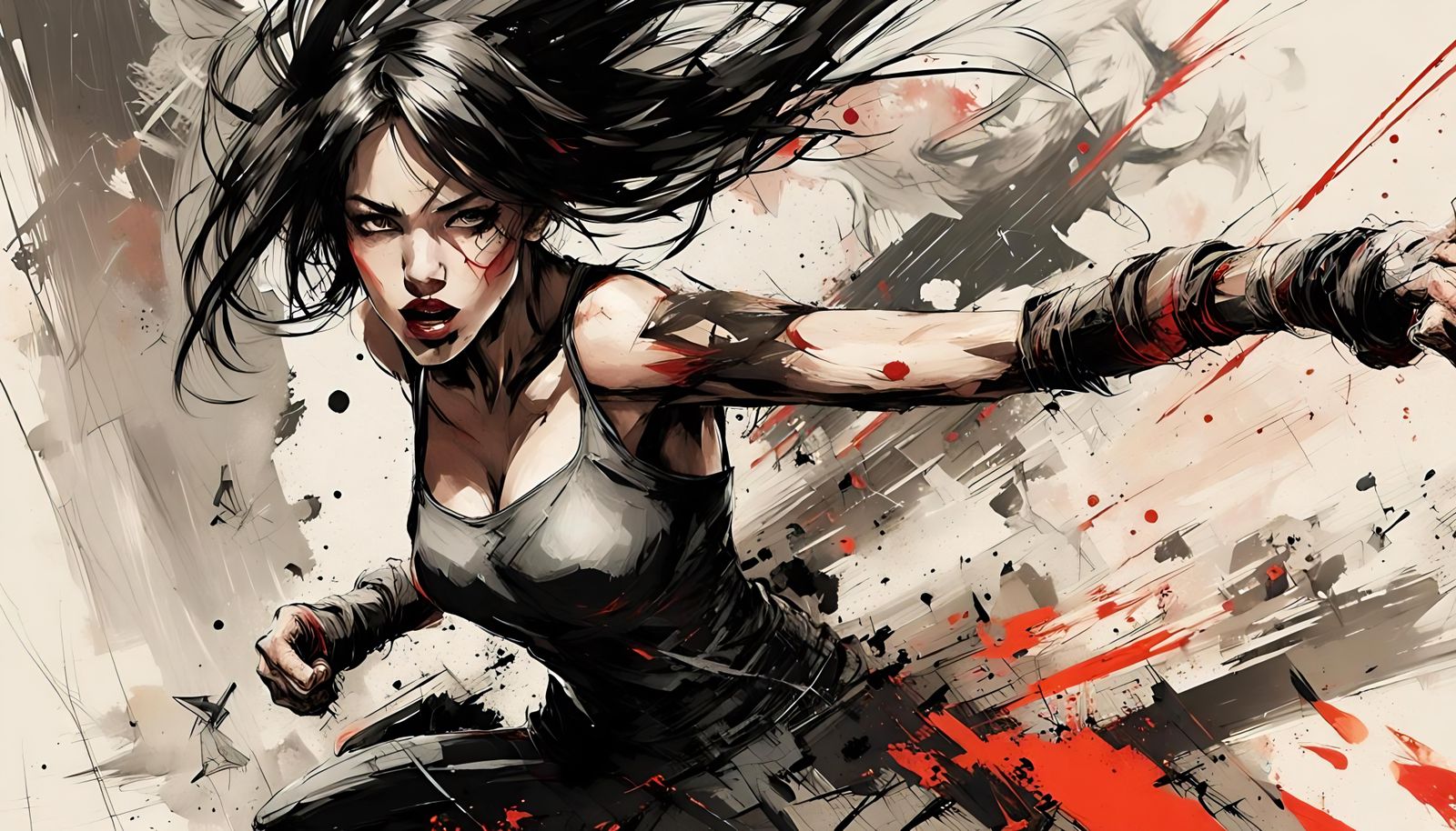 Devastating Punch by Enraged Girl, Comic Style