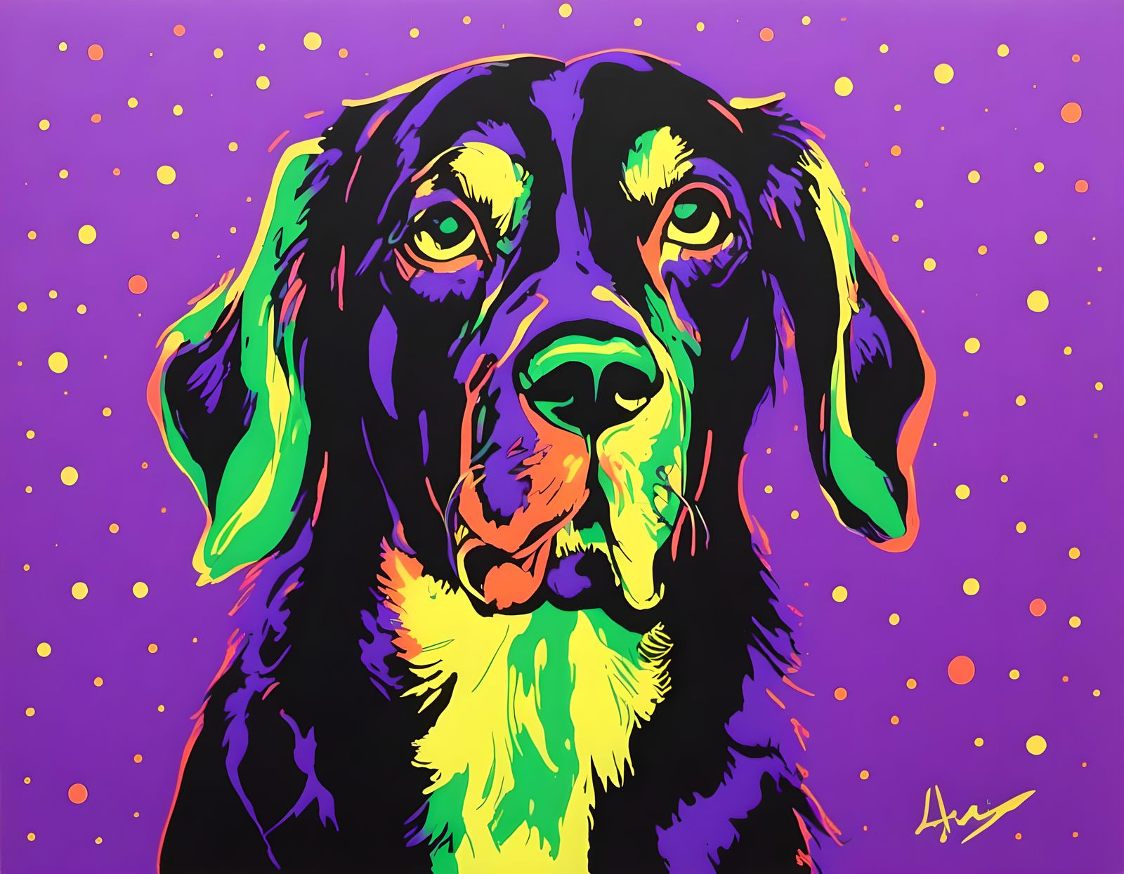 Colorful Dog Portrait with Bold Hues