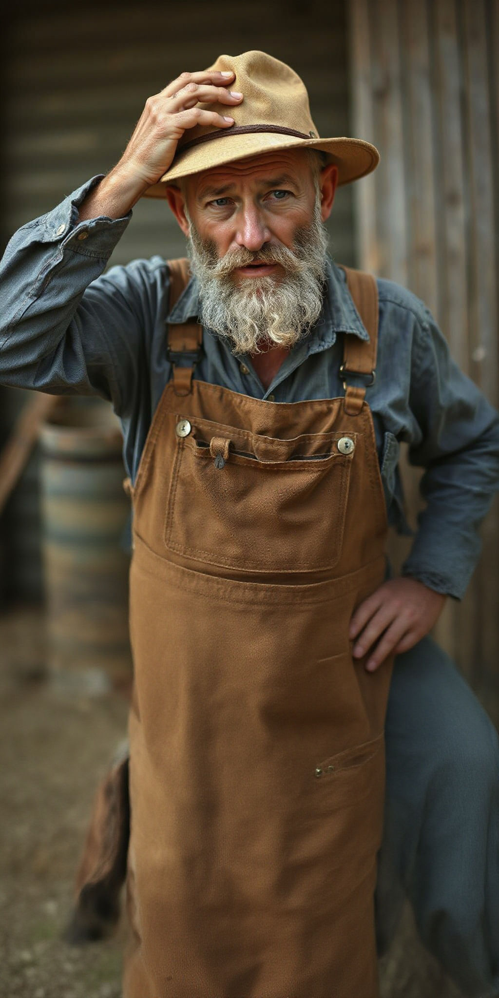 Confused South African Farmer Lifts Hat in Photo