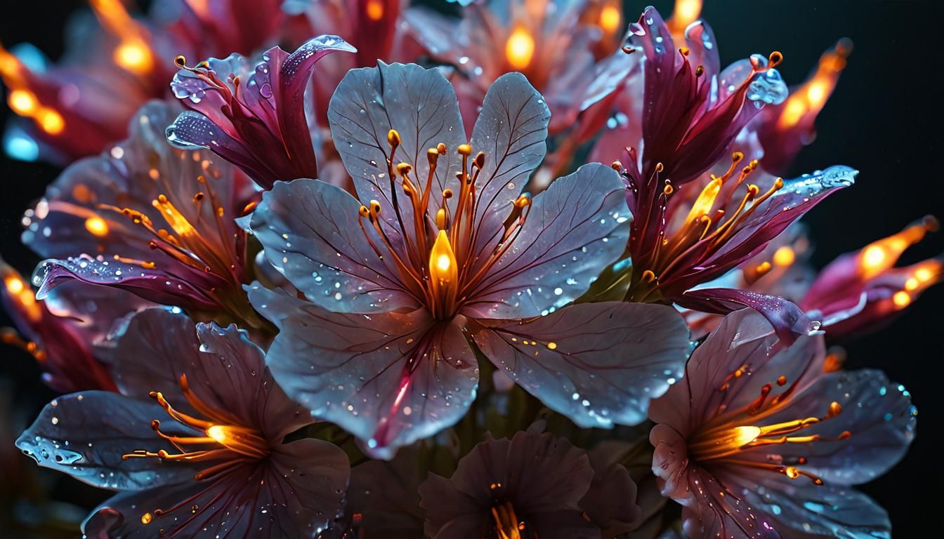 Glowing Bioluminescent Blossom in Luminism Photography