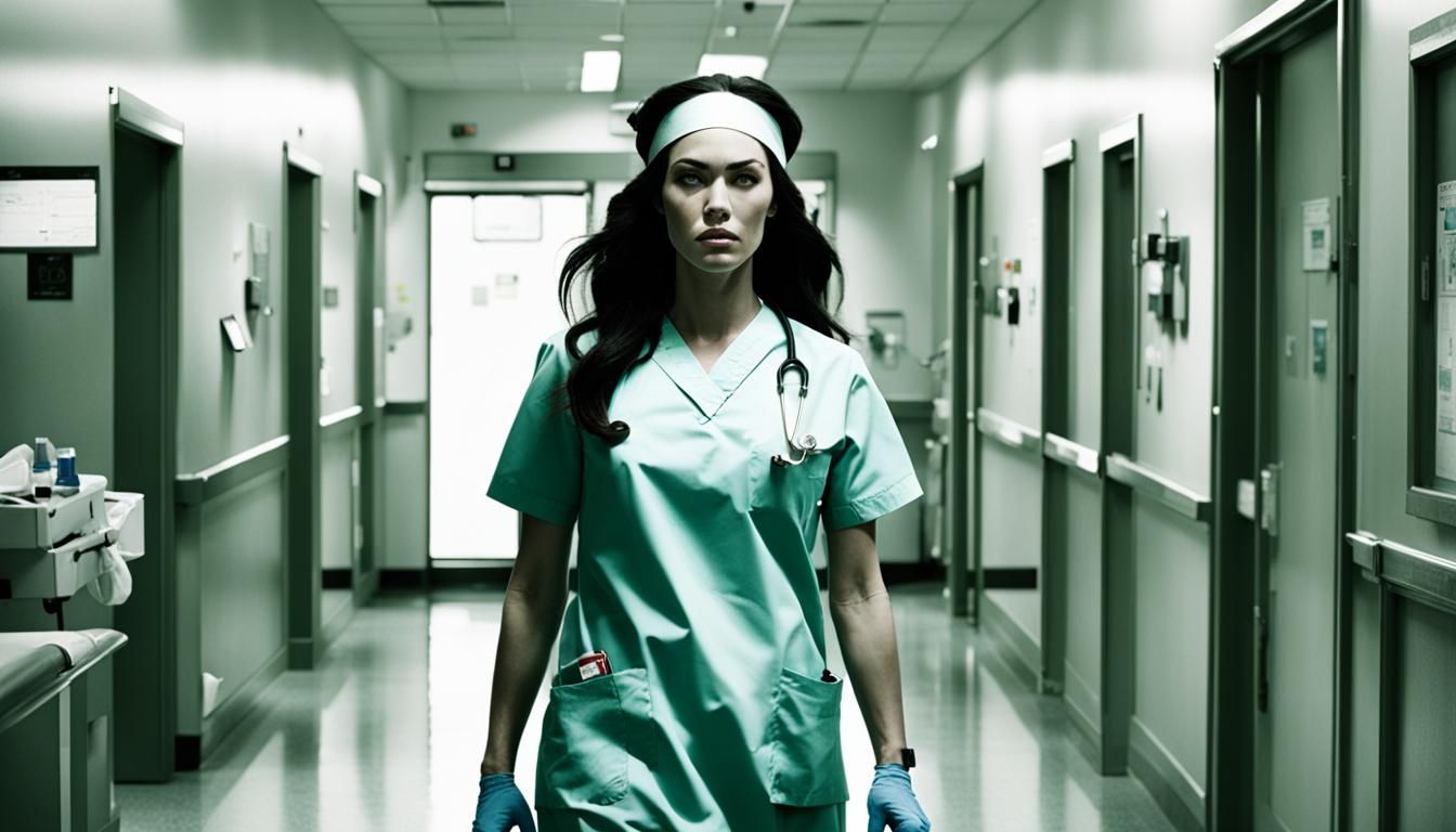 Megan Fox as Stressed Nurse in Hospital Hallway