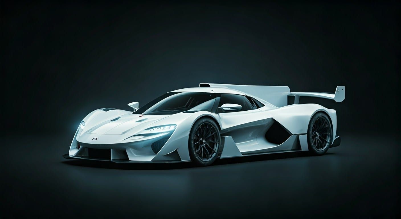 Futuristic GTP Racing Car in Studio Lighting