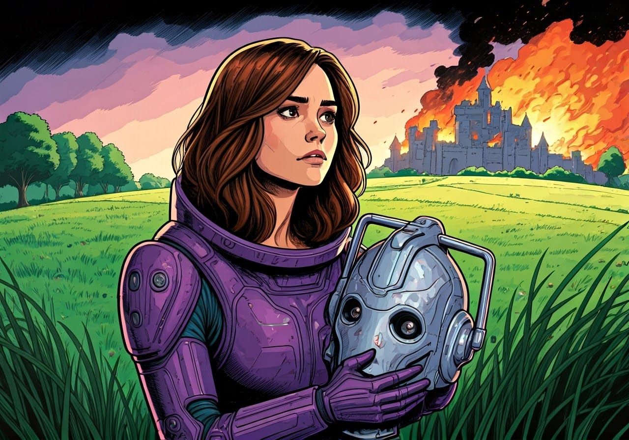 Surreal Portrait of Clara Oswald in Cyberpunk Space Suit
