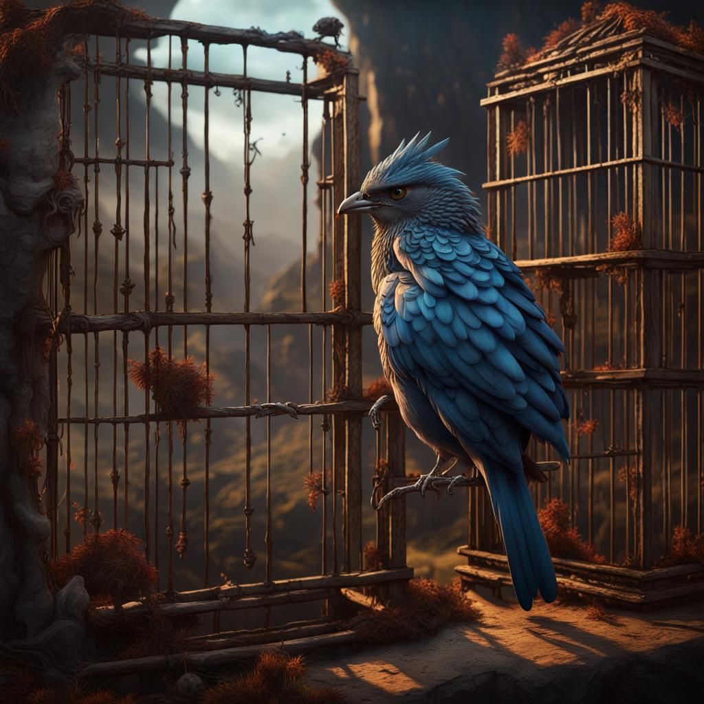 Caged Bird Sings of Freedom: Detailed Matte Painting