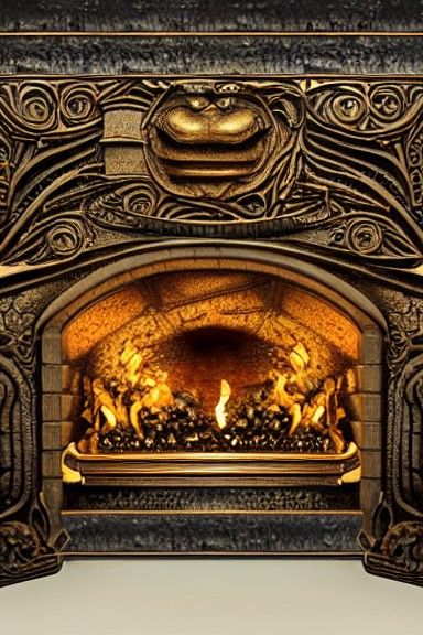 Eldritch Fireplace: Space, Reptilian Skin, Hyperdetailed Art