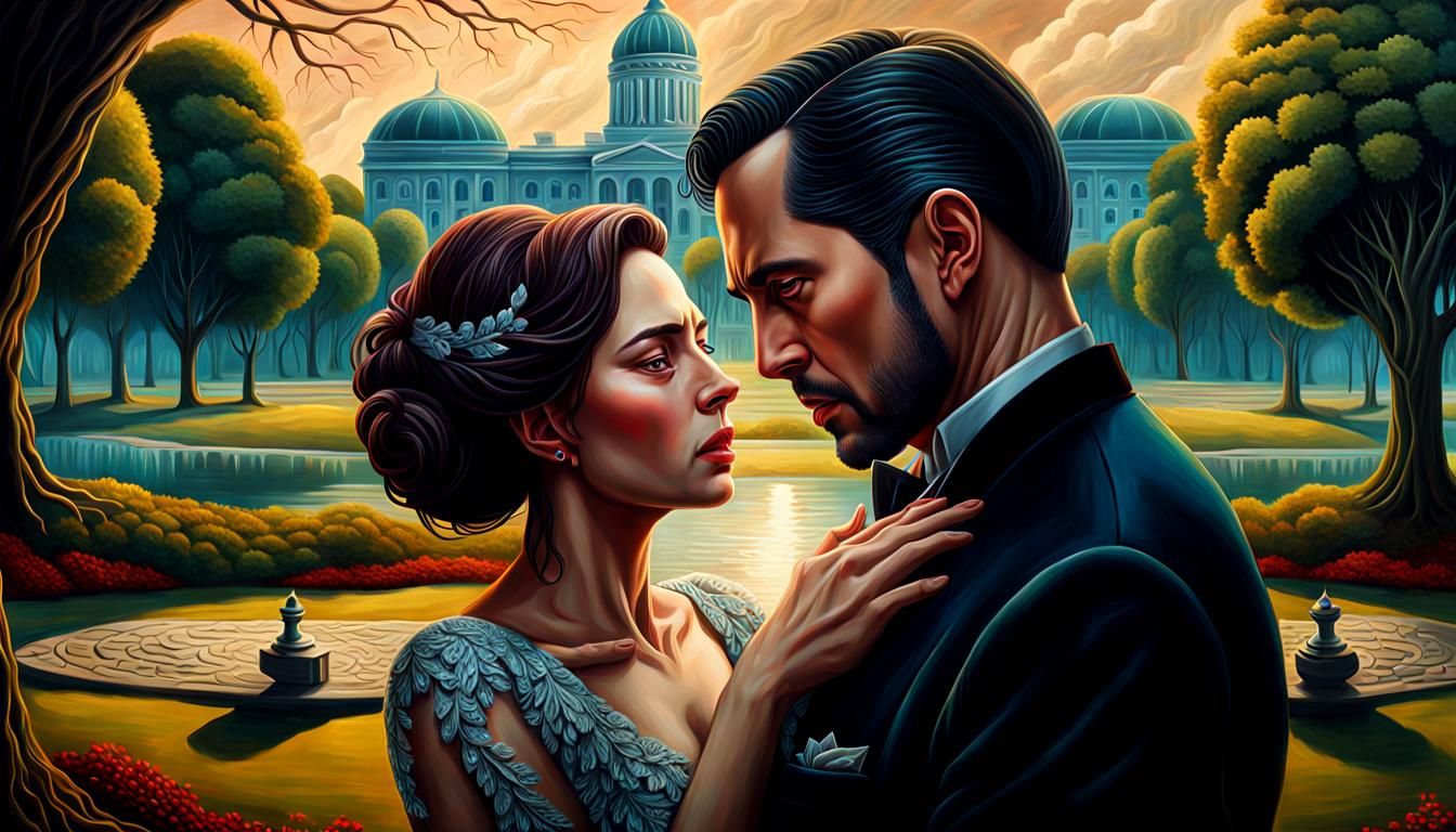 Emotional Embrace: A Surrealist Oil Painting