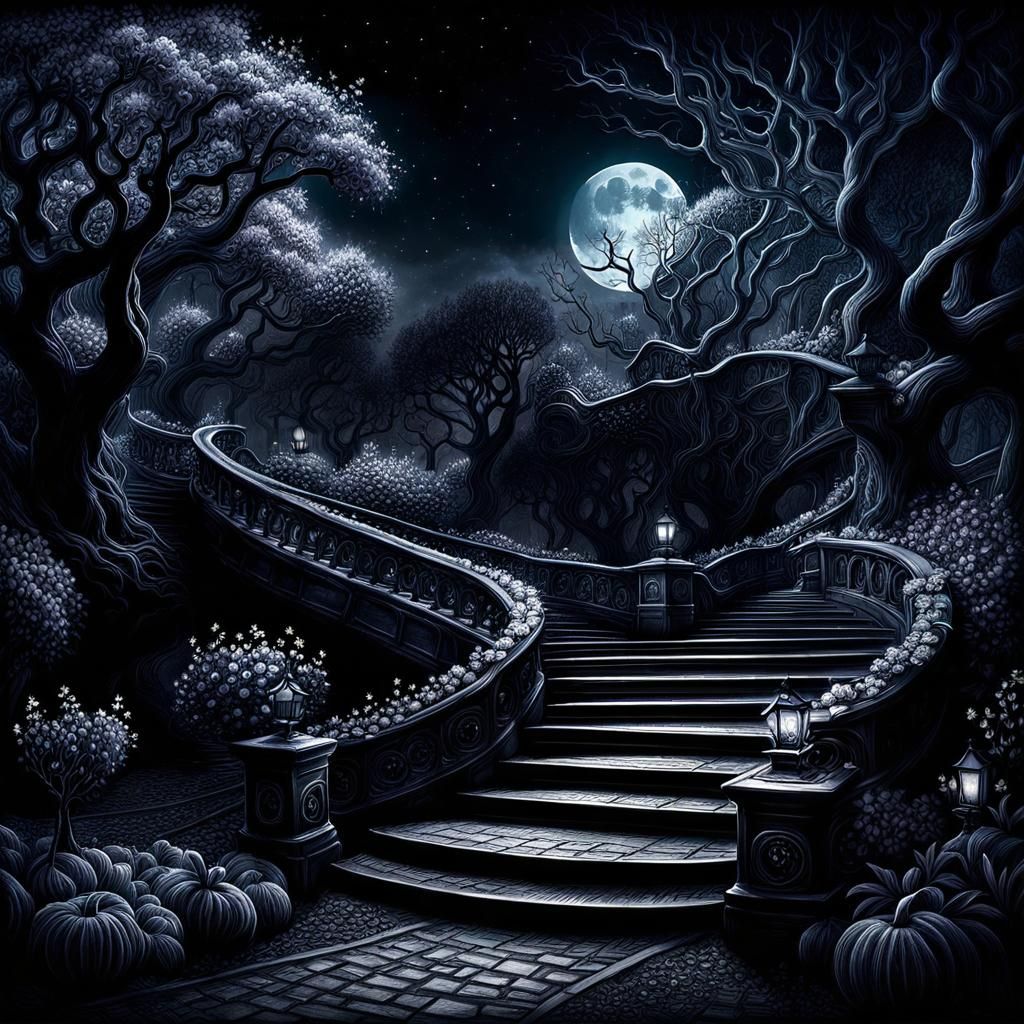 Enchanted Orchard: Moonlit Fantasy Art