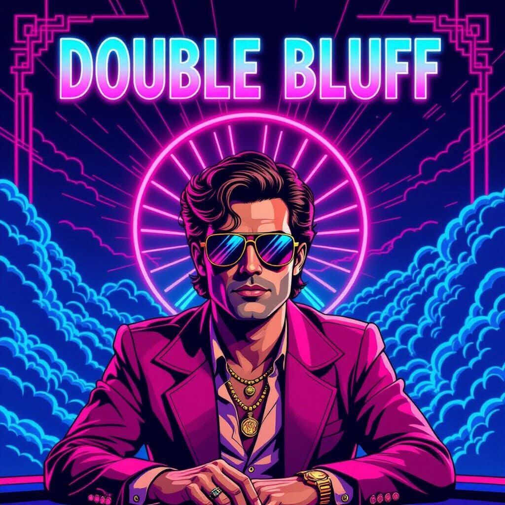 Poker Player in 80s Neon Dystopia