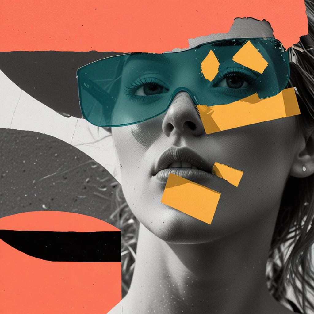 Monochromatic Mixed Media Portrait with Refracted Light