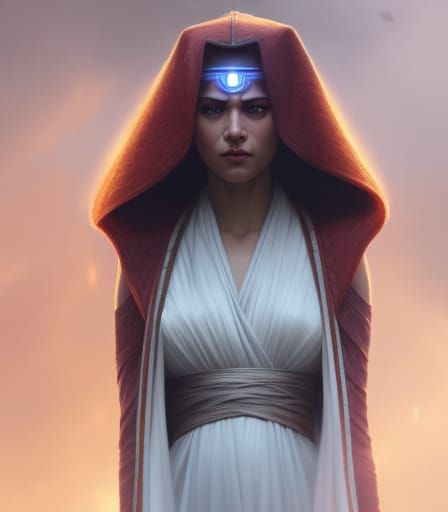 Rococo Jedi Lady Portrait with Red Hair