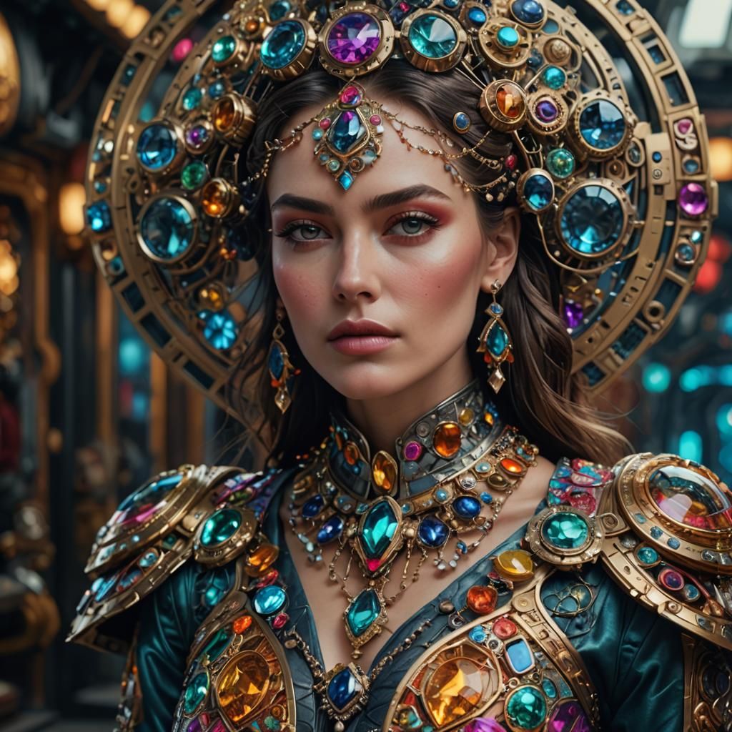 Hyperrealistic Woman in Futuristic Jewelry