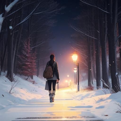 Anime Girl on Difficult Road to Beautiful Destination