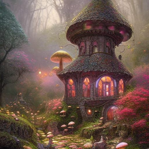 Enchanted Mushroom Village: A Fantasy Artscape