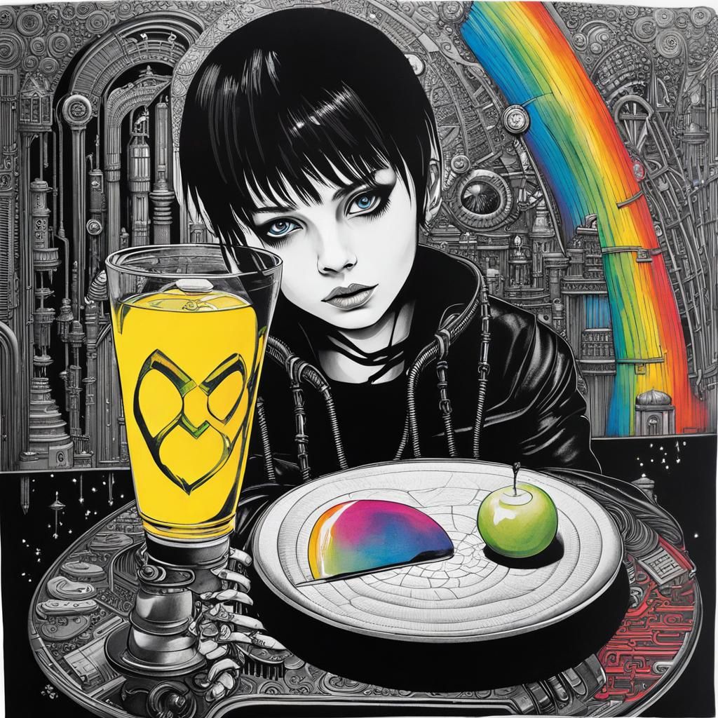 Goth Band in Crayon, Surreal Rayograph Style