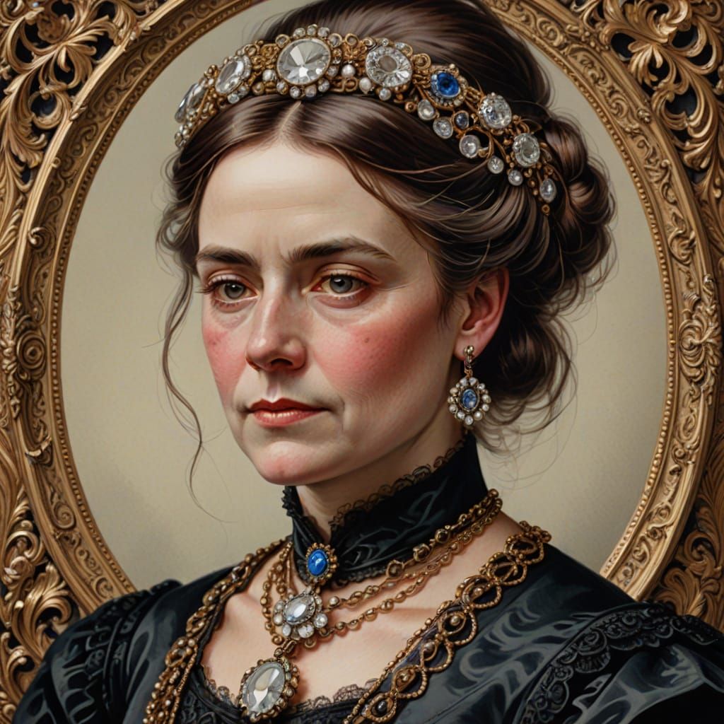 Victorian Woman Portrait with Detailed Jewelry