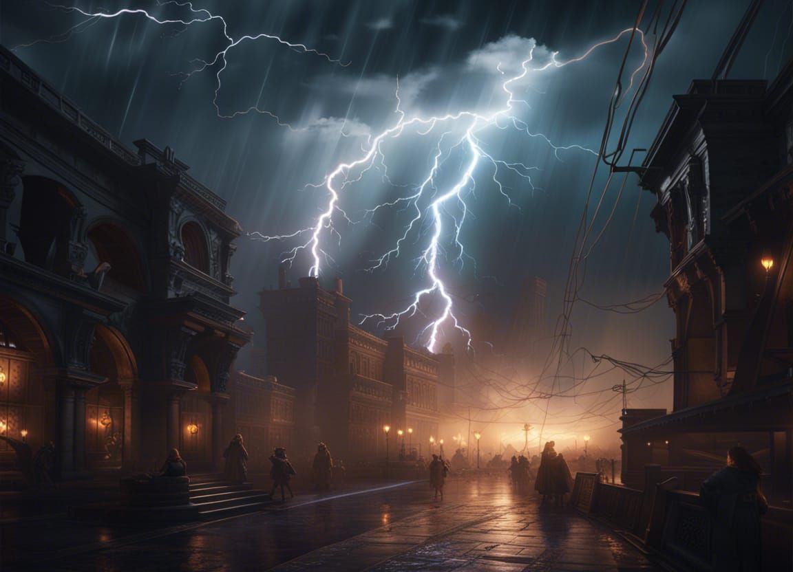 Epic Lightning Storm in Dark Fantasy Style