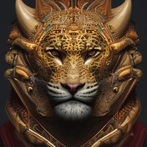Mayan Jaguar God Balaam Portrait in Hyperdetailed Style