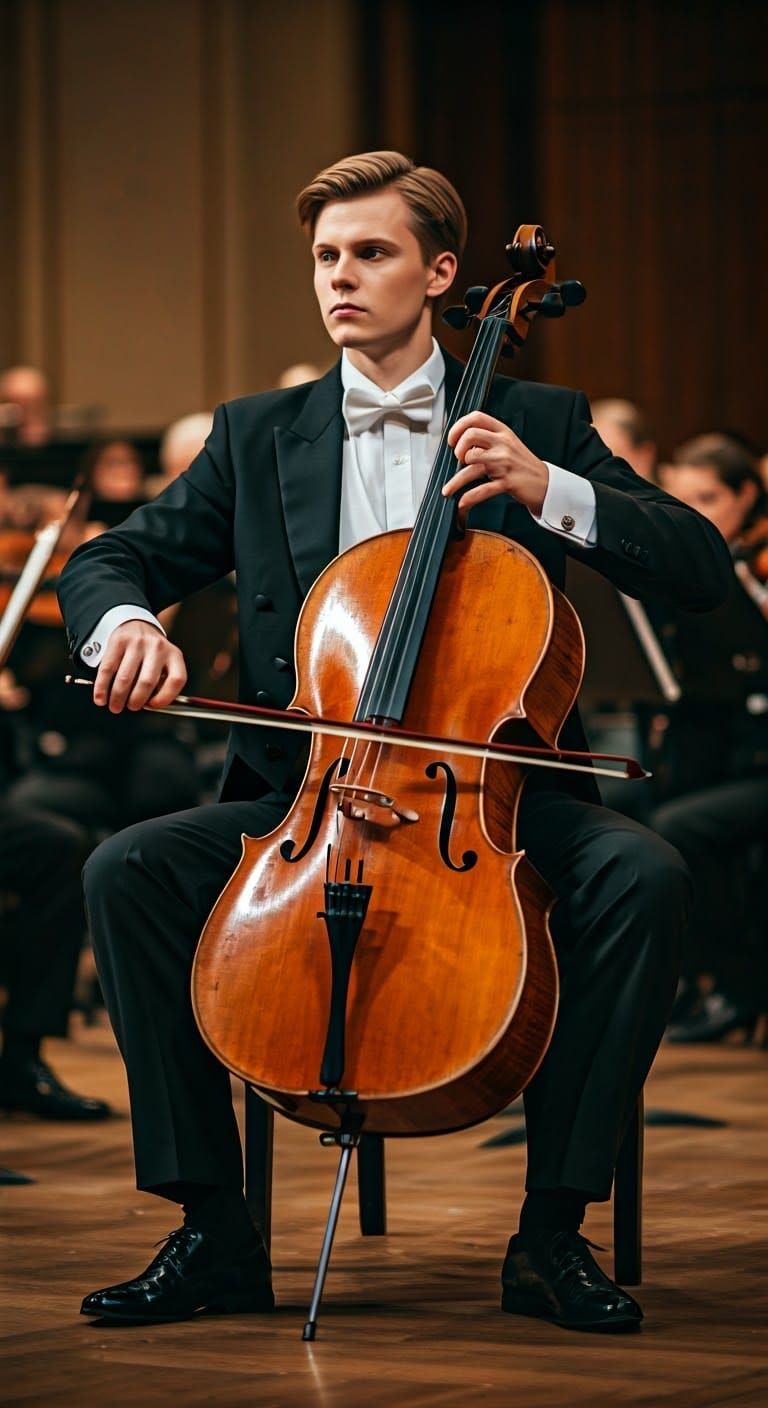 The Elegant Cellist in Christmas Concert Splendor