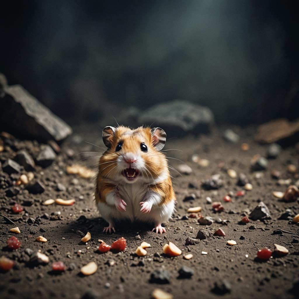 Hamster Wielding Dark Magic in Cinematic Style
