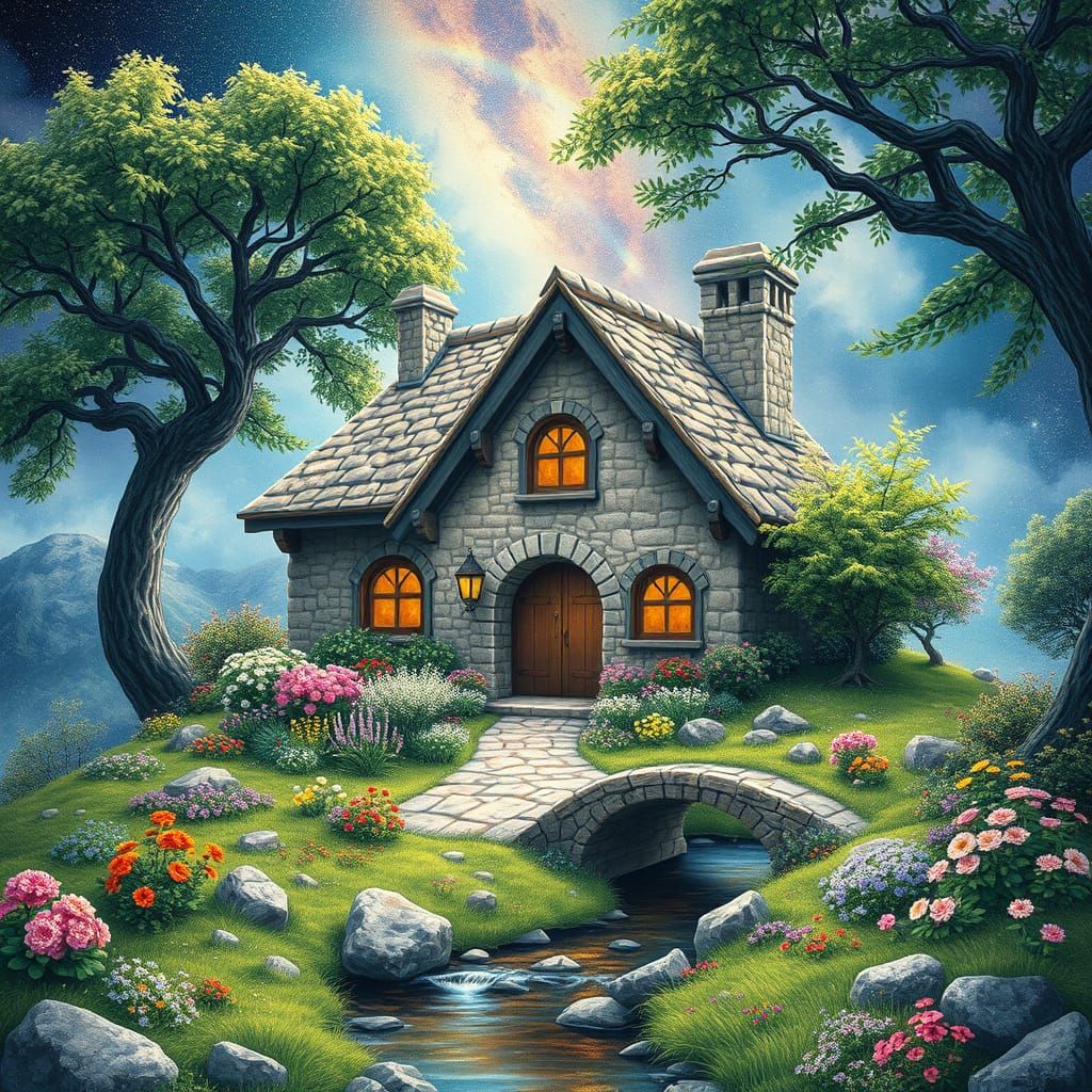 Enchanting Hobbit Cottage with Floral Abundance