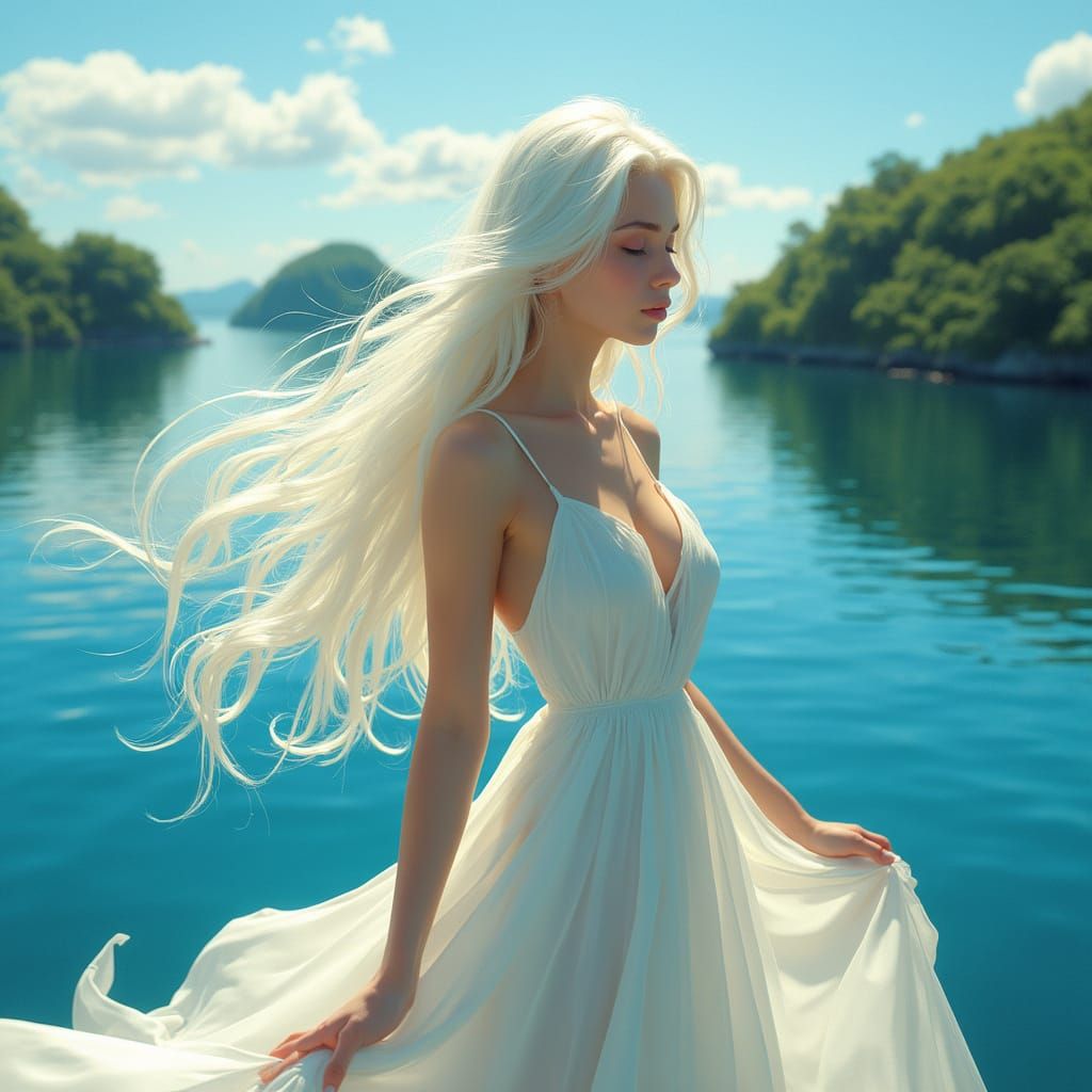 Ethereal Goddess in Dreamlike Landscape