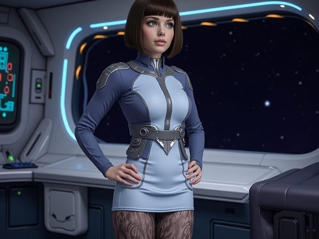 Confident Space Explorer in Futuristic Uniform