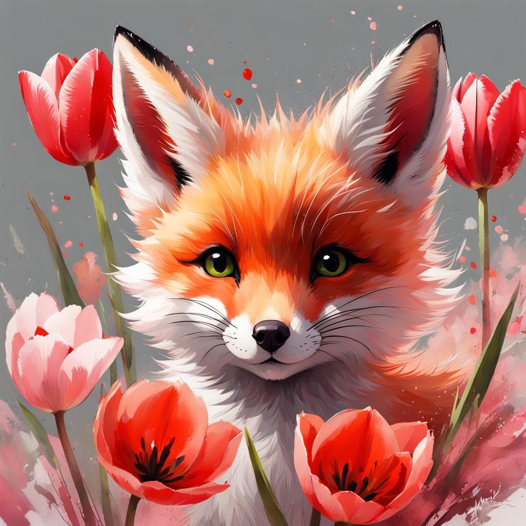 Whimsical Fox and Tulip Hybrid on Artstation