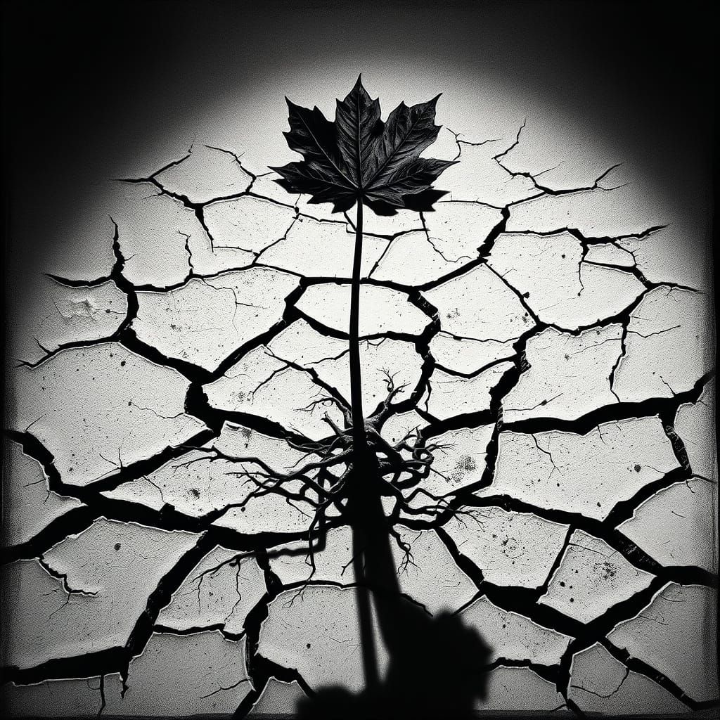 Withered Leaf on Cracked Earth: Symbol of Resilience