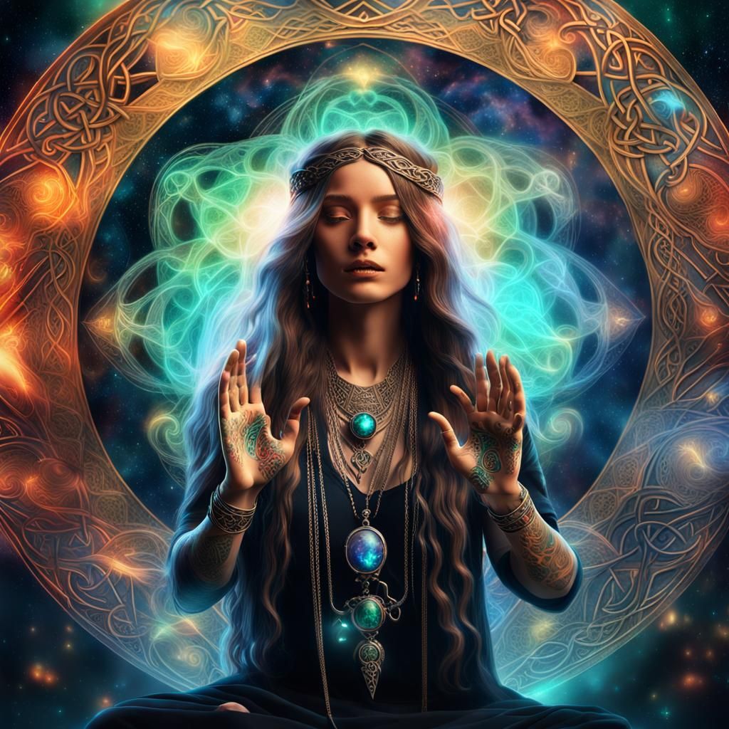 Mystical Celtic Woman with Astral Projections