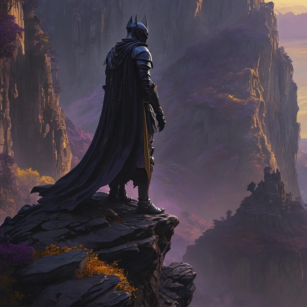 Black Knight Over Mystical Kingdom: Dark Fantasy Art