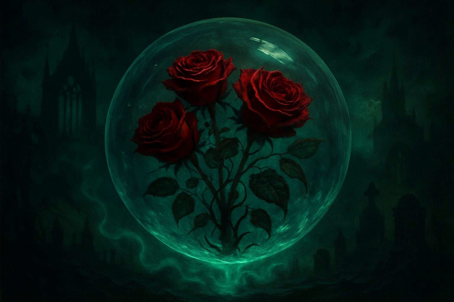 Gothic Valentine Crystal Sphere with Enchanted Roses