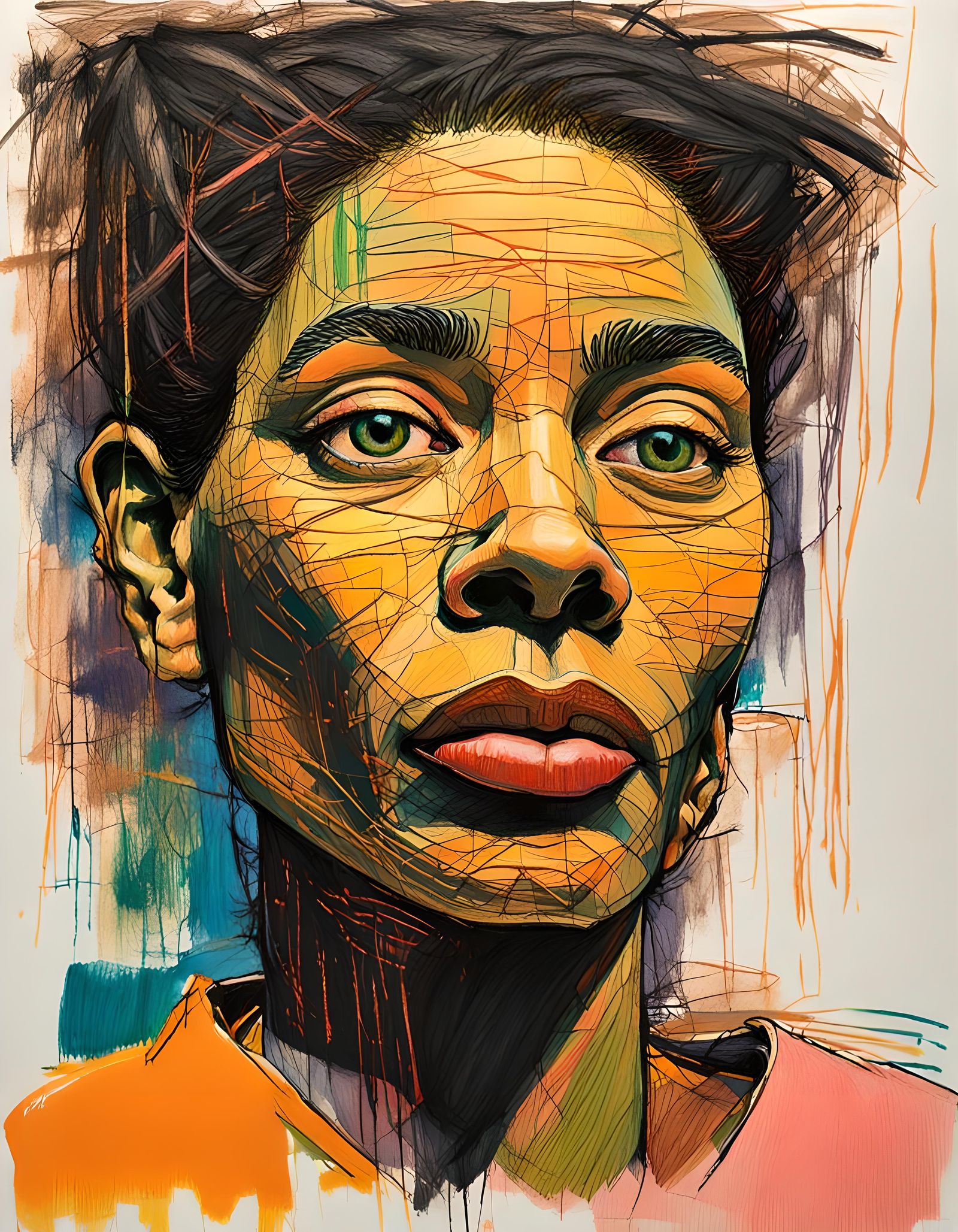 Vivid Crayon Sketch of a Perfect Woman